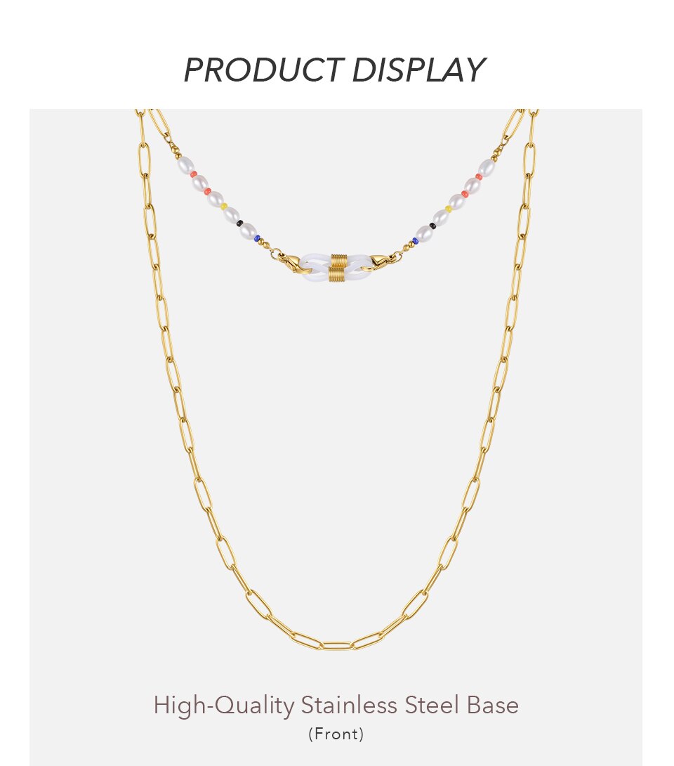 ENFASHION Colourful Glasses Necklace For Women Gold Color Pearl Mask Choker Stainless Steel Fashion Jewelry Collier P213219