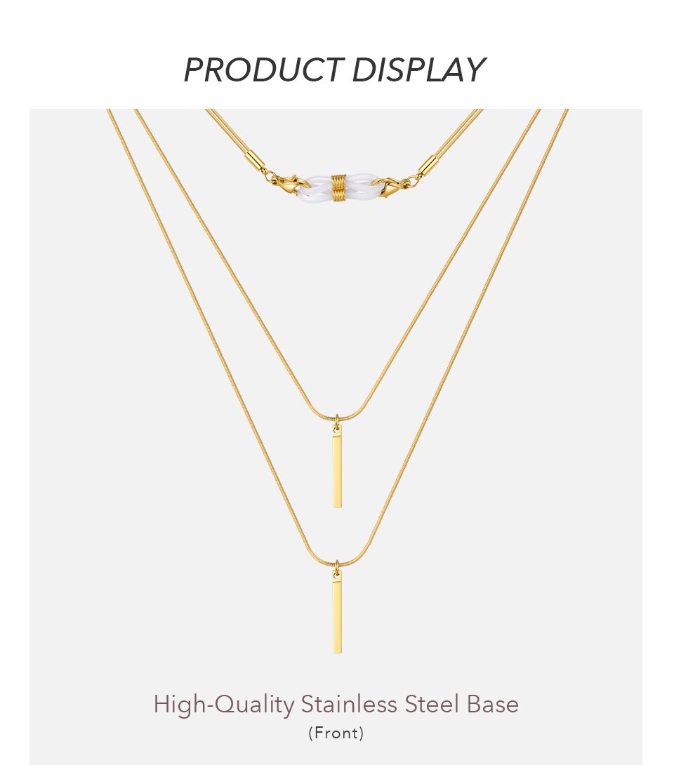 Victoria's Vogue Bar Mask Necklace For Women Gold Color Glasses Necklace Stainless Steel Fashion Jewelry Collier Femme Party