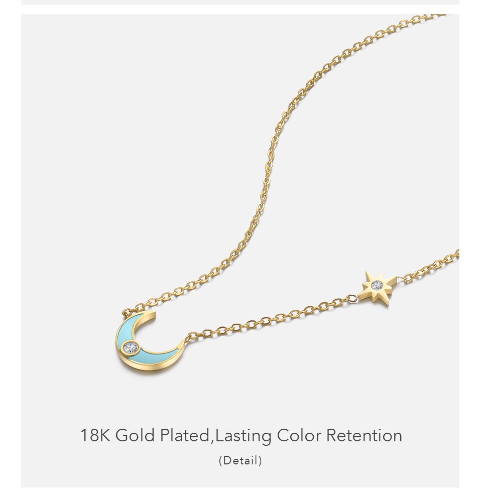 Victoria's Vogue Blue Moon Necklace For Women Stainless Steel Fashion Jewelry Gold Color Fine Pendant Necklace 2021 Beach Collier