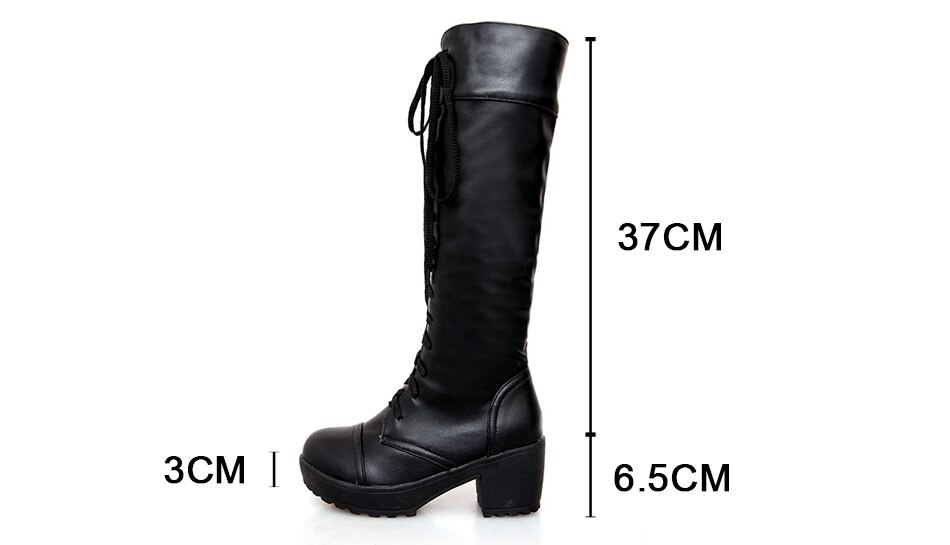 Victoria's Vogue Large Size 43 Lace Up Knee High Boots Women Autumn Soft Leather Fashion White Square Heel Woman Shoes Winter Hot Sale