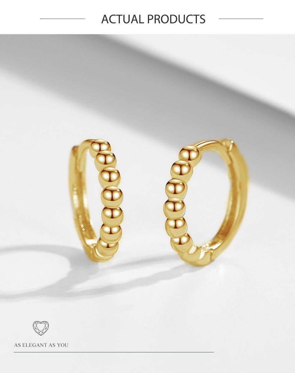 Victoriasvogue 925 Sterling Silver Beaded Hoop Earrings with 18K Gold Plated Stackable Earrings for Women Engagement Christmas Jewelry Victoriasvogue 925 Sterling Silver Beaded Hoop Earrings with 18K Gold Plated Stackable Earrings for Women Engagement Christmas Jewelry