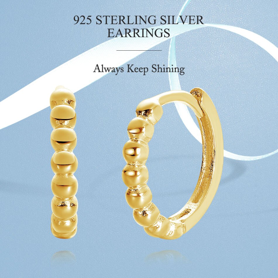 Victoriasvogue 925 Sterling Silver Beaded Hoop Earrings with 18K Gold Plated Stackable Earrings for Women Engagement Christmas Jewelry Victoriasvogue 925 Sterling Silver Beaded Hoop Earrings with 18K Gold Plated Stackable Earrings for Women Engagement Christmas Jewelry