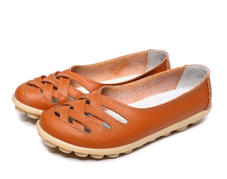 Victoria's Vogue Genuine Leather Summer Women Flats Shoes 2021 Casual Shoes Breathable Ladies Loafers party Platform Women's Footwear