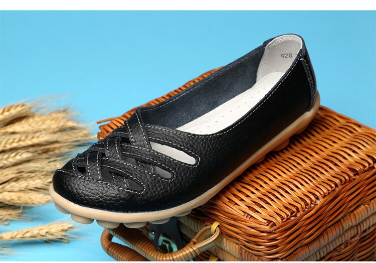 Victoria's Vogue Genuine Leather Summer Women Flats Shoes 2021 Casual Shoes Breathable Ladies Loafers party Platform Women's Footwear