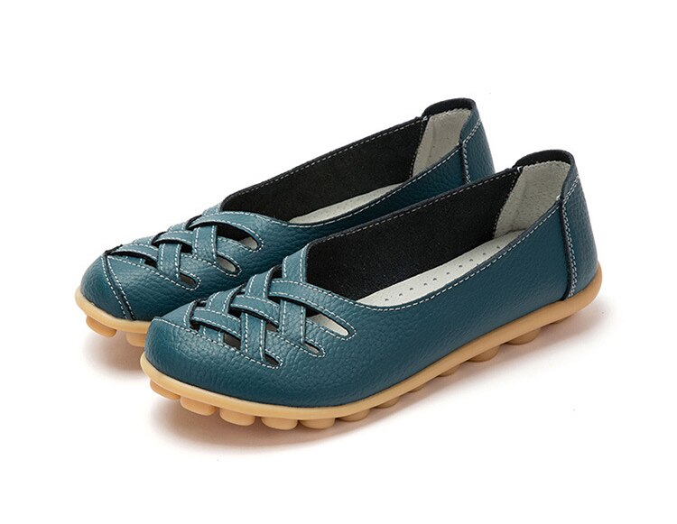 Victoria's Vogue Genuine Leather Summer Women Flats Shoes 2021 Casual Shoes Breathable Ladies Loafers party Platform Women's Footwear