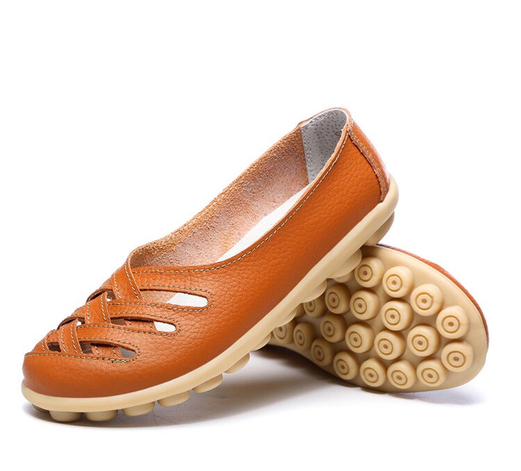 Victoria's Vogue Genuine Leather Summer Women Flats Shoes 2021 Casual Shoes Breathable Ladies Loafers party Platform Women's Footwear