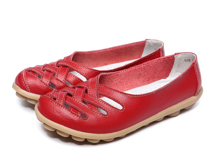 Victoria's Vogue Genuine Leather Summer Women Flats Shoes 2021 Casual Shoes Breathable Ladies Loafers party Platform Women's Footwear