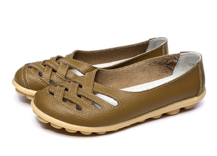 Victoria's Vogue Genuine Leather Summer Women Flats Shoes 2021 Casual Shoes Breathable Ladies Loafers party Platform Women's Footwear