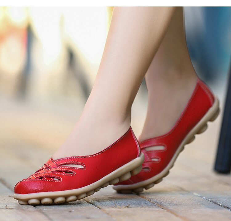 Victoria's Vogue Genuine Leather Summer Women Flats Shoes 2021 Casual Shoes Breathable Ladies Loafers party Platform Women's Footwear
