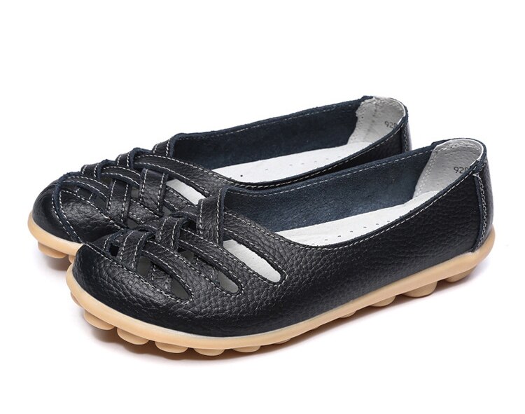 Victoria's Vogue Genuine Leather Summer Women Flats Shoes 2021 Casual Shoes Breathable Ladies Loafers party Platform Women's Footwear