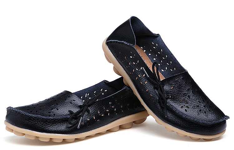 Victoria's Vogue Women Flats Shoes New Moccasins Lady Genuine Leather Footwear Mother Loafes Flower Shoes Woman Soft Sole Ballet 43 Size