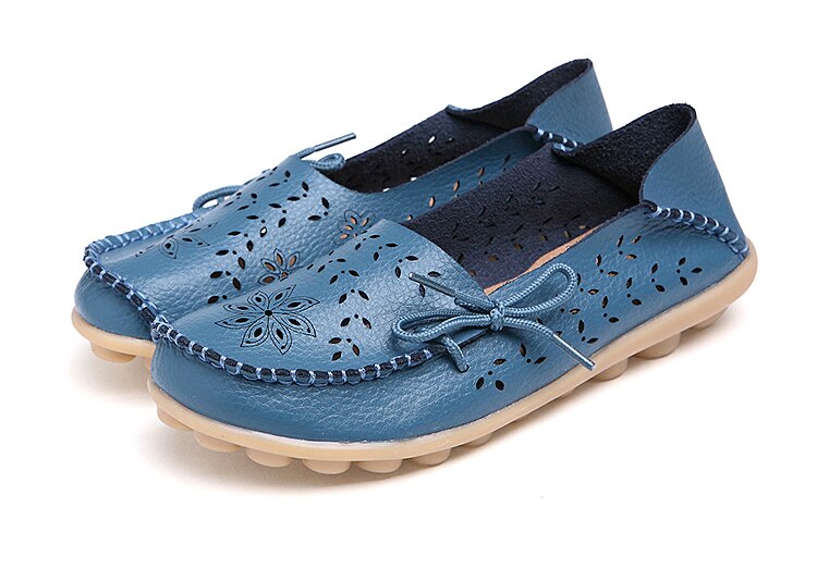 Victoria's Vogue Women Flats Shoes New Moccasins Lady Genuine Leather Footwear Mother Loafes Flower Shoes Woman Soft Sole Ballet 43 Size