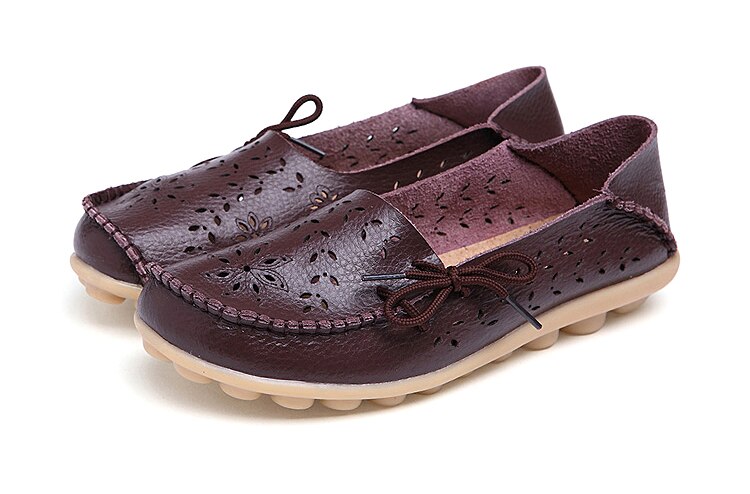 Victoria's Vogue Women Flats Shoes New Moccasins Lady Genuine Leather Footwear Mother Loafes Flower Shoes Woman Soft Sole Ballet 43 Size