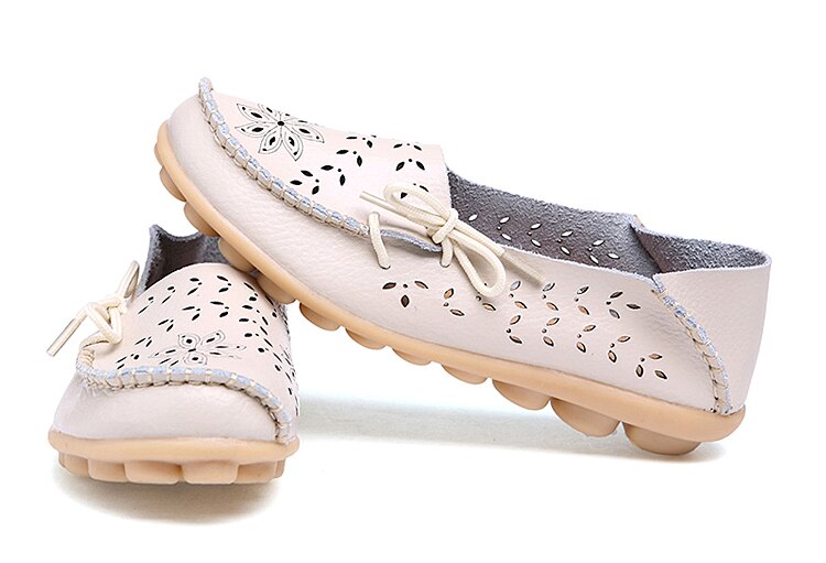Victoria's Vogue Women Flats Shoes New Moccasins Lady Genuine Leather Footwear Mother Loafes Flower Shoes Woman Soft Sole Ballet 43 Size