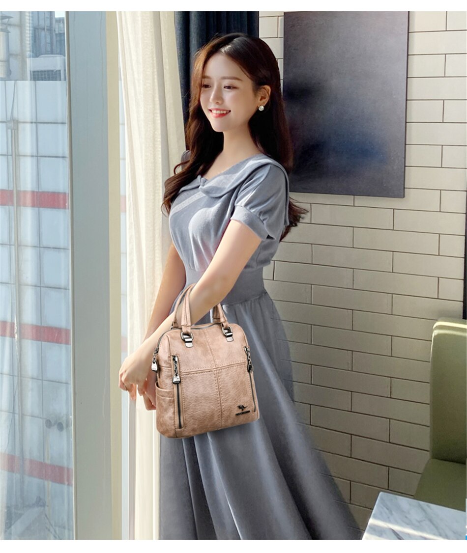 Victoria's Vogue 2021 New High Quality Leather Backpack Women Shoulder Bags Multifunction Travel Backpack School Bags for Girls Bagpack mochila