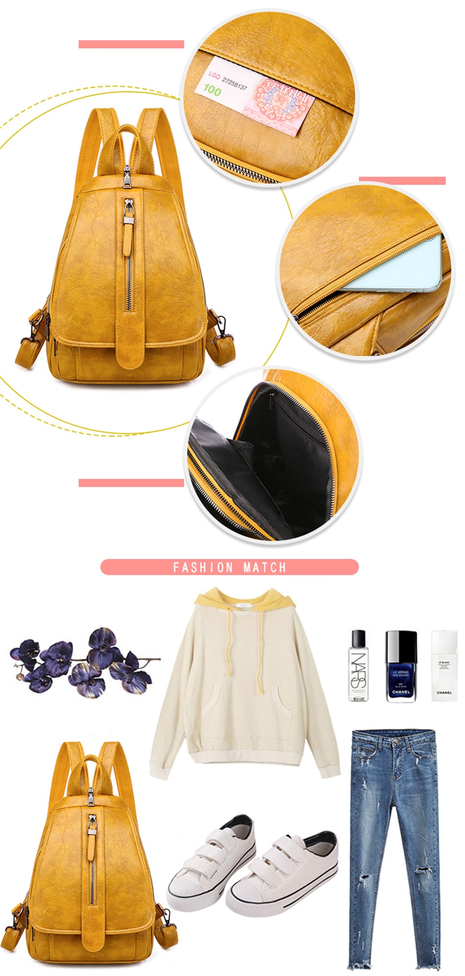 Victoria's Vogue 2021 New Women Backpack High Quality Oil Wax Leather Backpack Chest Bag Fashion Travel Backpack Daily Bag Backbag Mochila Sac