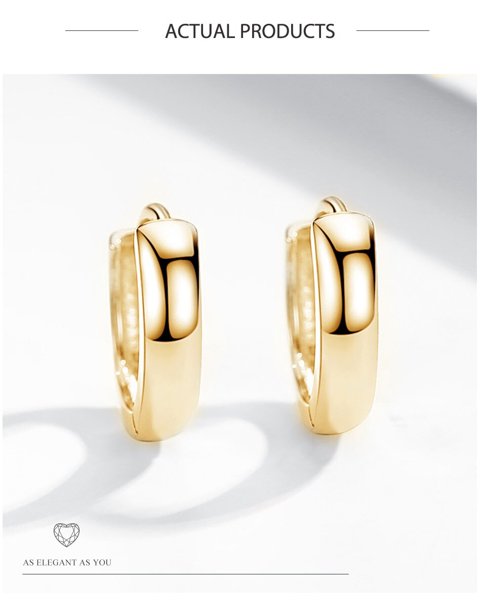 Victoriasvogue Authentic 925 Sterling Silver Bold Hoops Earrings for Women 18K Gold Plated Circle Earrings Wedding Engagement Jewelry