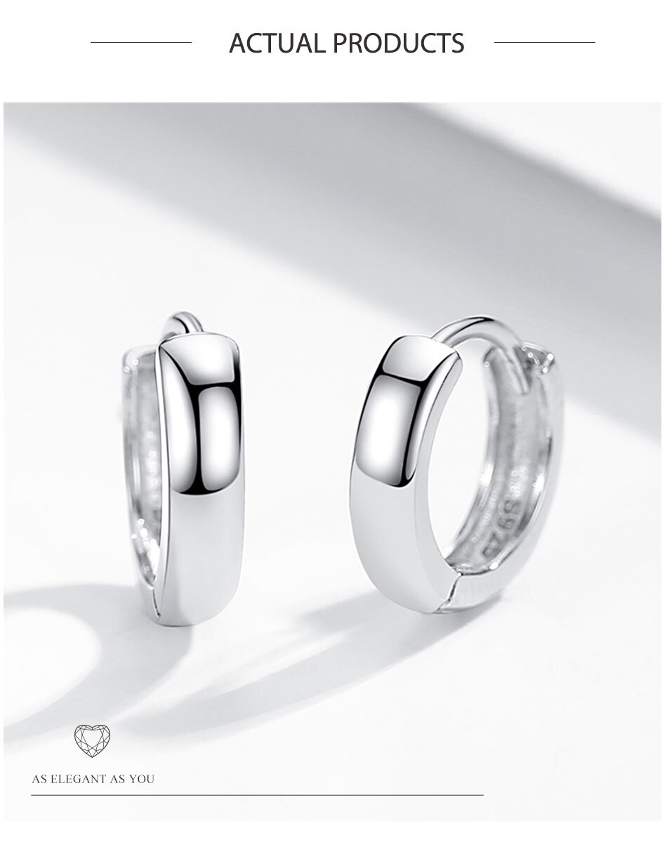 Victoriasvogue Authentic 925 Sterling Silver Bold Hoops Earrings for Women 18K Gold Plated Circle Earrings Wedding Engagement Jewelry