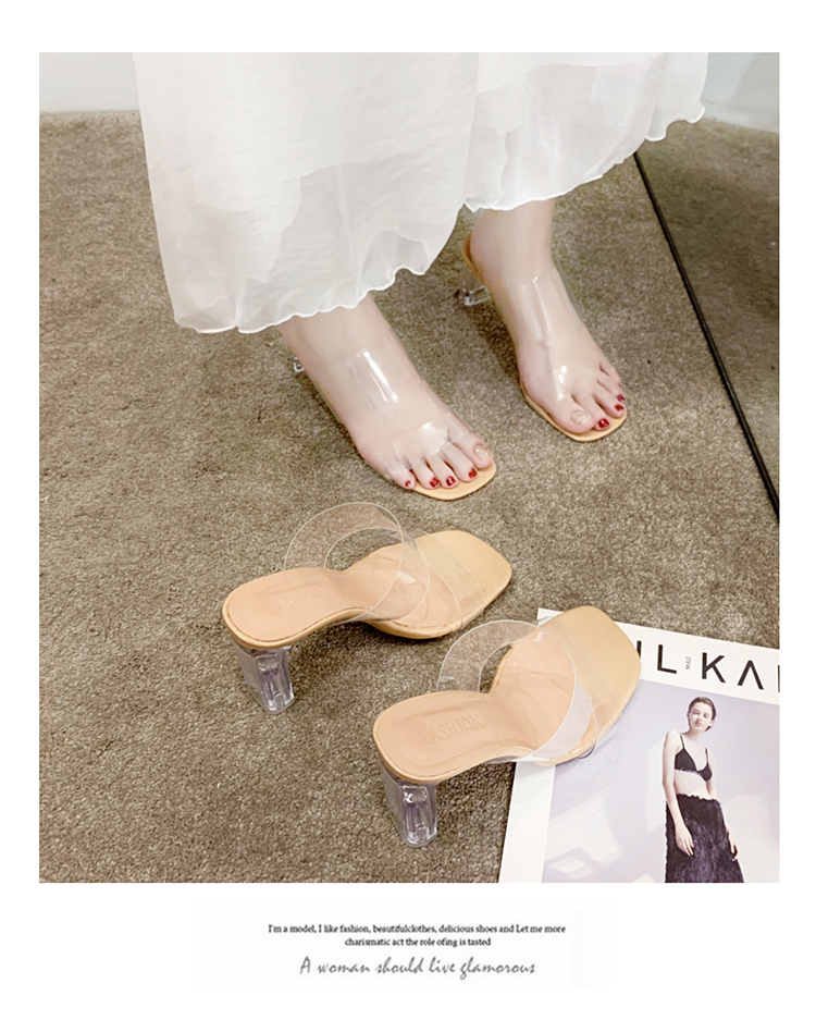 Victoria's Vogue Transparent High Heels Women Square Toe Sandals Summer Shoes Woman Clear High Pumps Wedding Jelly Buty Damskie Heels Slippers