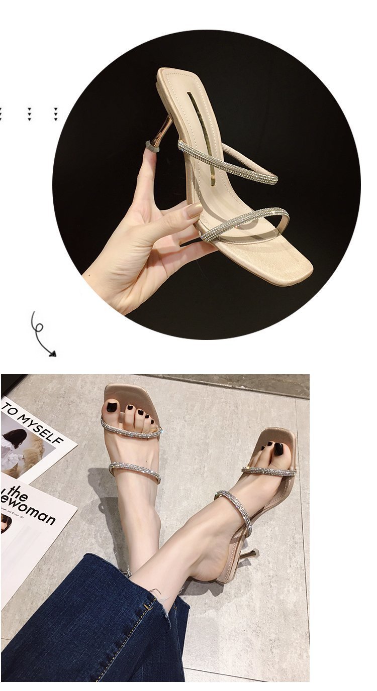 Victoria's Vogue High Heels Thin Heels Slipper Women Summer Party Shoes Woman Wedding Fashion Jelly Open Toe Mary Janes Mules Sandals