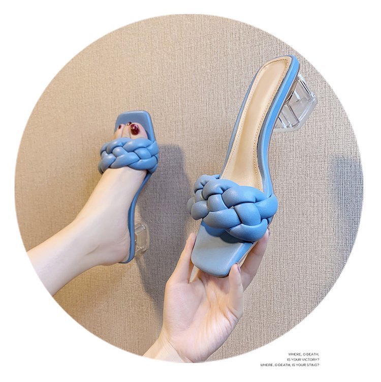 Victoria's Vogue Transparent High Heels Sexy Ladies Woman Slippers New Summer Shoes Square Heel Weave Square Toe Slippers Ladies Leather Shoes Victoria's Vogue Transparent High Heels Sexy Ladies Woman Slippers New Summer Shoes Square Heel Weave Square Toe Slippers Ladies Leather Shoes