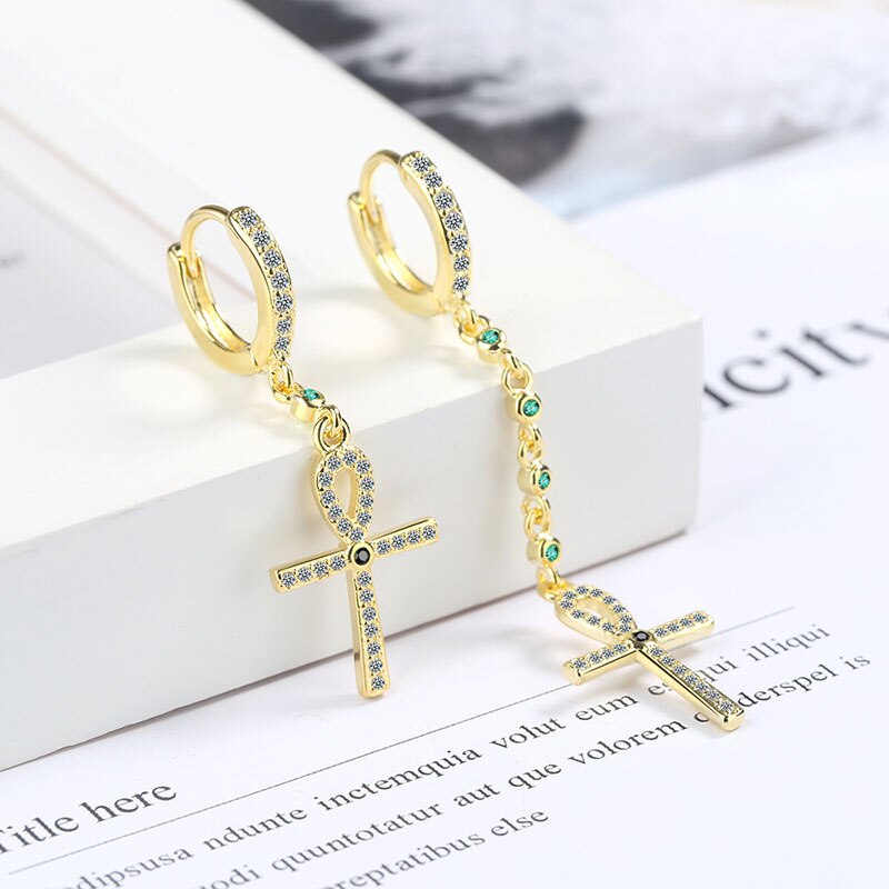 Victoria's Vogue Prevent Allergy 925 Sterling Silver Earring for Women Creative Elegant Sparkling Cross Zircon Pendant Bride Jewelry Gift