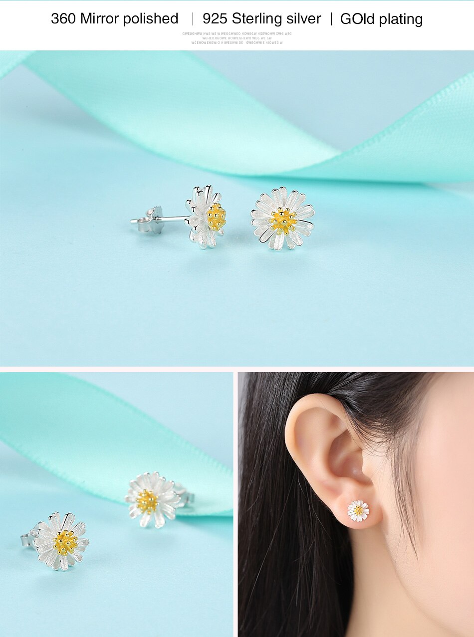 Victoriasvogue 100% 925 Sterling Silver Chrysanthemum Daisy Flower Small Stud Earrings For Women Fashion Gold Earrings Silver Jewelry Victoriasvogue 100% 925 Sterling Silver Chrysanthemum Daisy Flower Small Stud Earrings For Women Fashion Gold Earrings Silver Jewelry