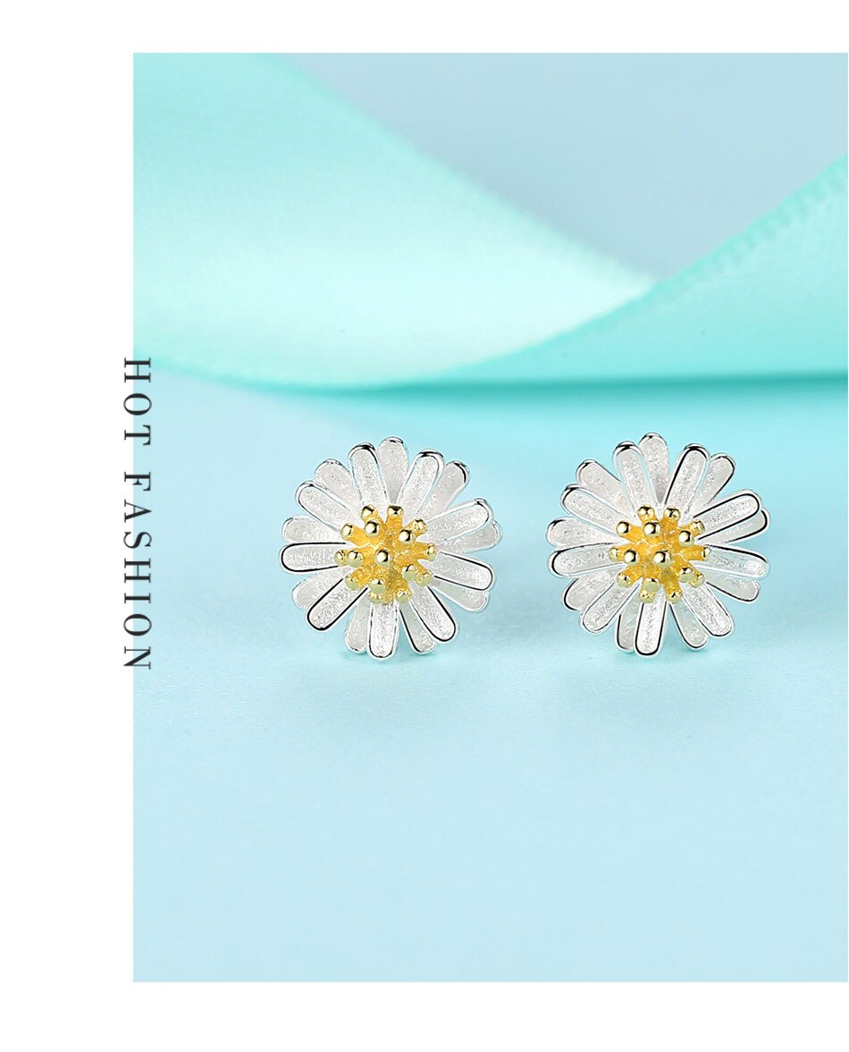 Victoriasvogue 100% 925 Sterling Silver Chrysanthemum Daisy Flower Small Stud Earrings For Women Fashion Gold Earrings Silver Jewelry Victoriasvogue 100% 925 Sterling Silver Chrysanthemum Daisy Flower Small Stud Earrings For Women Fashion Gold Earrings Silver Jewelry