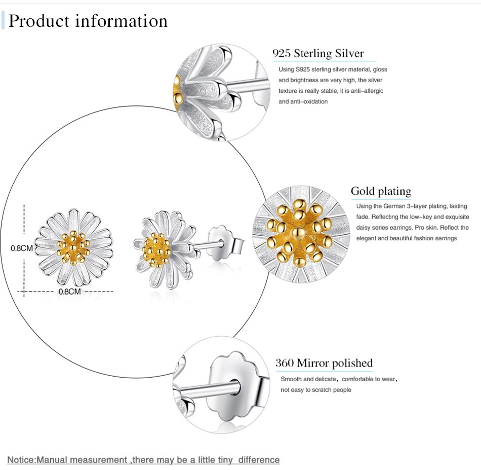 Victoriasvogue 100% 925 Sterling Silver Chrysanthemum Daisy Flower Small Stud Earrings For Women Fashion Gold Earrings Silver Jewelry Victoriasvogue 100% 925 Sterling Silver Chrysanthemum Daisy Flower Small Stud Earrings For Women Fashion Gold Earrings Silver Jewelry
