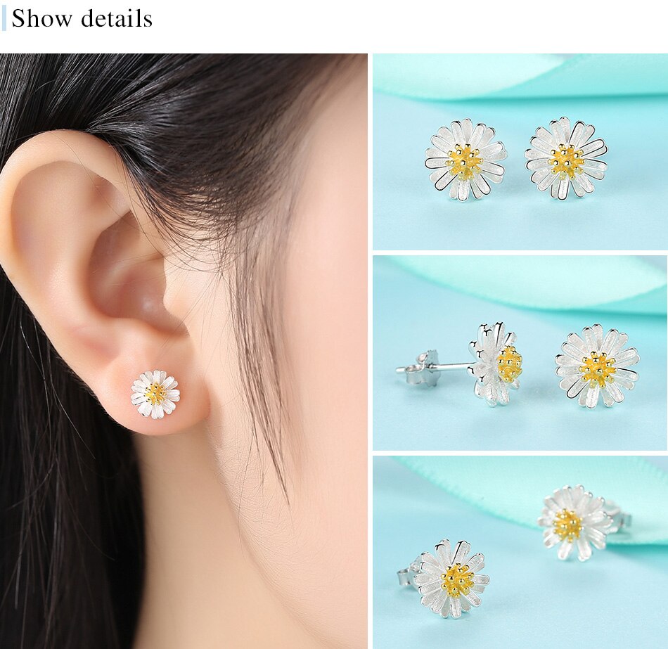Victoriasvogue 100% 925 Sterling Silver Chrysanthemum Daisy Flower Small Stud Earrings For Women Fashion Gold Earrings Silver Jewelry Victoriasvogue 100% 925 Sterling Silver Chrysanthemum Daisy Flower Small Stud Earrings For Women Fashion Gold Earrings Silver Jewelry