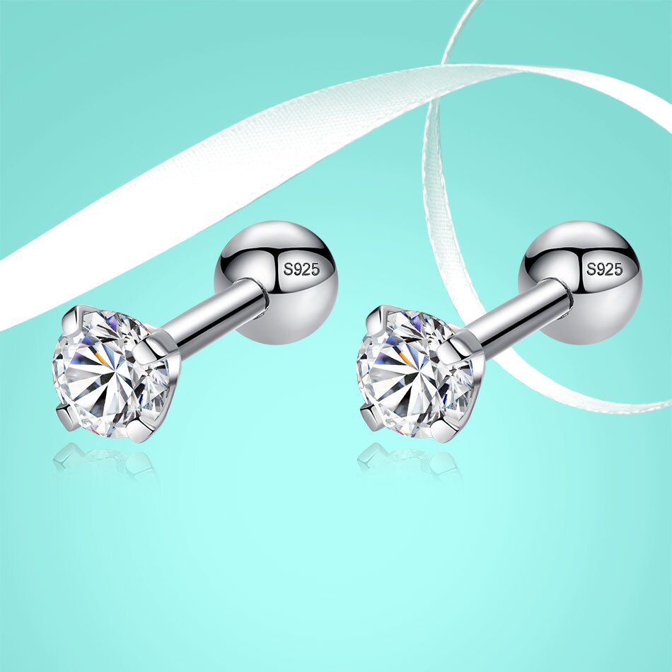 Victoriasvogue 925 Sterling Silver Simple Stud Earrings Crystal Cubic Zirconia Round Ball Geometric Earrings Women Wedding Jewelry Victoriasvogue 925 Sterling Silver Simple Stud Earrings Crystal Cubic Zirconia Round Ball Geometric Earrings Women Wedding Jewelry