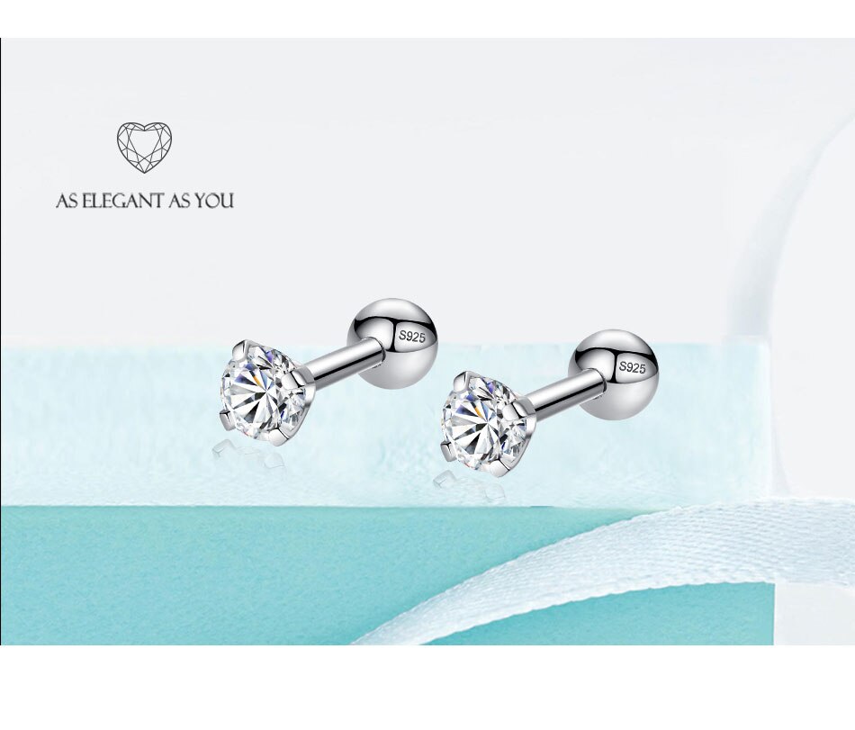 Victoriasvogue 925 Sterling Silver Simple Stud Earrings Crystal Cubic Zirconia Round Ball Geometric Earrings Women Wedding Jewelry Victoriasvogue 925 Sterling Silver Simple Stud Earrings Crystal Cubic Zirconia Round Ball Geometric Earrings Women Wedding Jewelry