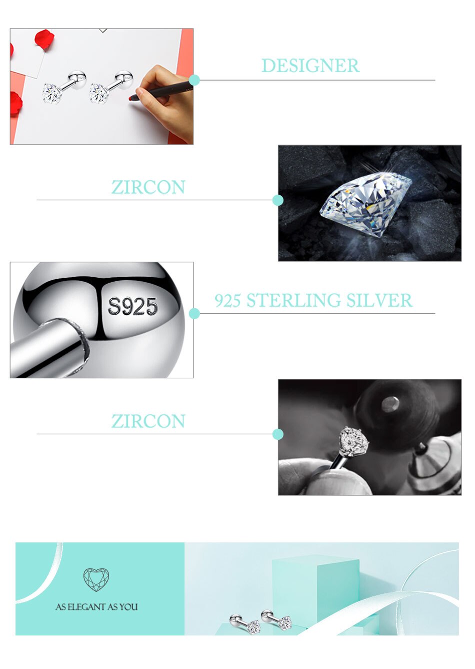 Victoriasvogue 925 Sterling Silver Simple Stud Earrings Crystal Cubic Zirconia Round Ball Geometric Earrings Women Wedding Jewelry Victoriasvogue 925 Sterling Silver Simple Stud Earrings Crystal Cubic Zirconia Round Ball Geometric Earrings Women Wedding Jewelry