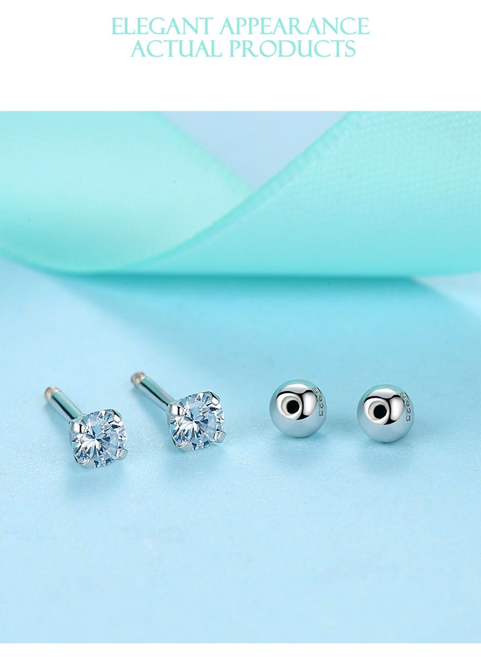 Victoriasvogue 925 Sterling Silver Simple Stud Earrings Crystal Cubic Zirconia Round Ball Geometric Earrings Women Wedding Jewelry Victoriasvogue 925 Sterling Silver Simple Stud Earrings Crystal Cubic Zirconia Round Ball Geometric Earrings Women Wedding Jewelry