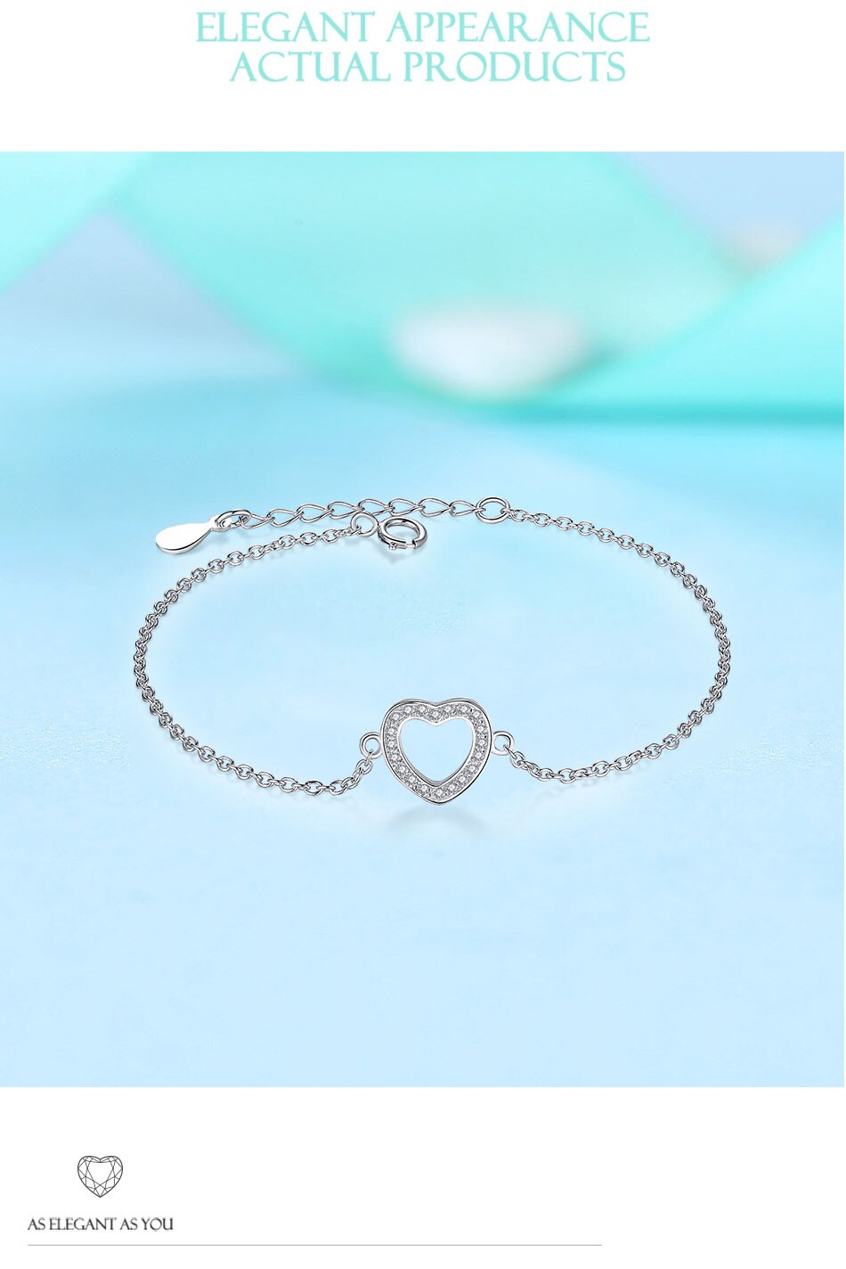 Victoriasvogue Fashion 925 Sterling Silver Heart Charms Bracelet for Women Sparkling Crystal Link Chain Bracelets Original Jewelry
