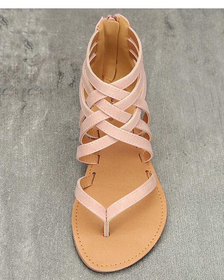 Victoria's Vogue Women Sandals Fashion Gladiator Sandals For Beach Summer Shoes Female Rome Style Flat Sandals Plus Size Casual Sandalias Mujer