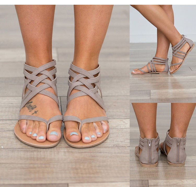 Victoria's Vogue Women Sandals Fashion Gladiator Sandals For Beach Summer Shoes Female Rome Style Flat Sandals Plus Size Casual Sandalias Mujer