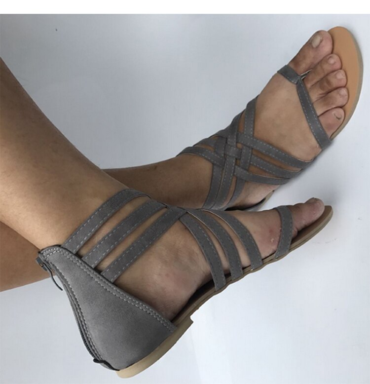 Victoria's Vogue Women Sandals Fashion Gladiator Sandals For Beach Summer Shoes Female Rome Style Flat Sandals Plus Size Casual Sandalias Mujer