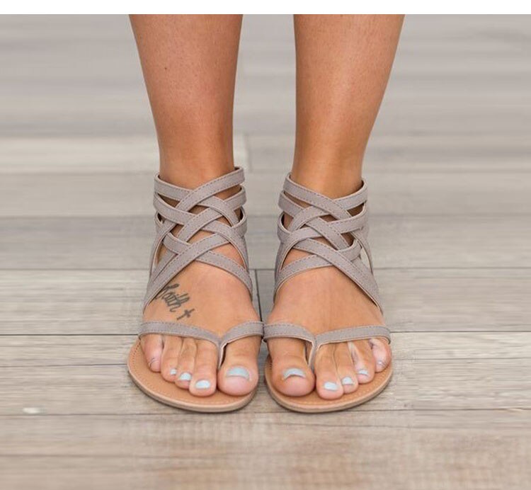 Victoria's Vogue Women Sandals Fashion Gladiator Sandals For Beach Summer Shoes Female Rome Style Flat Sandals Plus Size Casual Sandalias Mujer