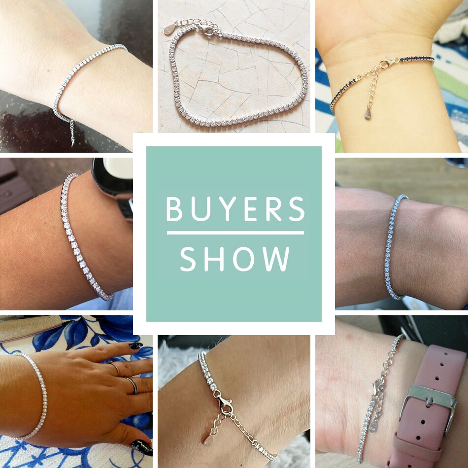 Victoriasvogue 925 Sterling Silver Tennis Charm Bracelets For Women With Cubic Zirconia Link Chain Anti-allergy Sterling-silver-jewelry