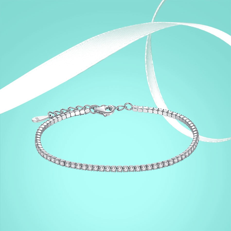 Victoriasvogue 925 Sterling Silver Tennis Charm Bracelets For Women With Cubic Zirconia Link Chain Anti-allergy Sterling-silver-jewelry