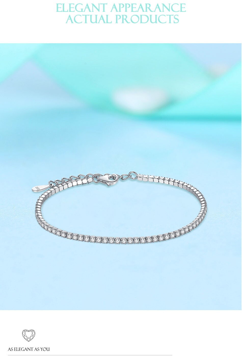 Victoriasvogue 925 Sterling Silver Tennis Charm Bracelets For Women With Cubic Zirconia Link Chain Anti-allergy Sterling-silver-jewelry