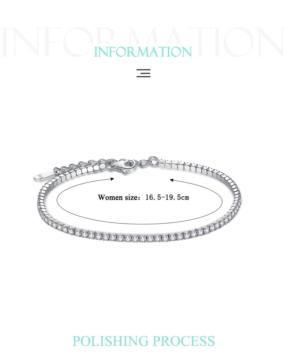 Victoriasvogue 925 Sterling Silver Tennis Charm Bracelets For Women With Cubic Zirconia Link Chain Anti-allergy Sterling-silver-jewelry