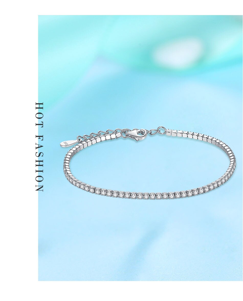 Victoriasvogue 925 Sterling Silver Tennis Charm Bracelets For Women With Cubic Zirconia Link Chain Anti-allergy Sterling-silver-jewelry