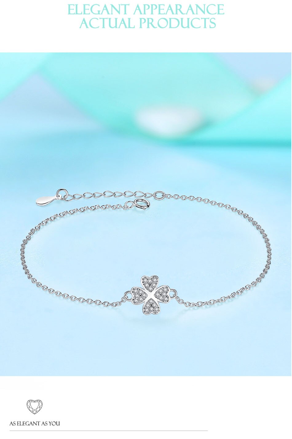 Victoriasvogue Solid 925 Sterling Silver Blue Lucky Eye Love Heart Clover Charm Bracelet Link Chain Bracelet for Women Wedding Jewelry Victoriasvogue Solid 925 Sterling Silver Blue Lucky Eye Love Heart Clover Charm Bracelet Link Chain Bracelet for Women Wedding Jewelry
