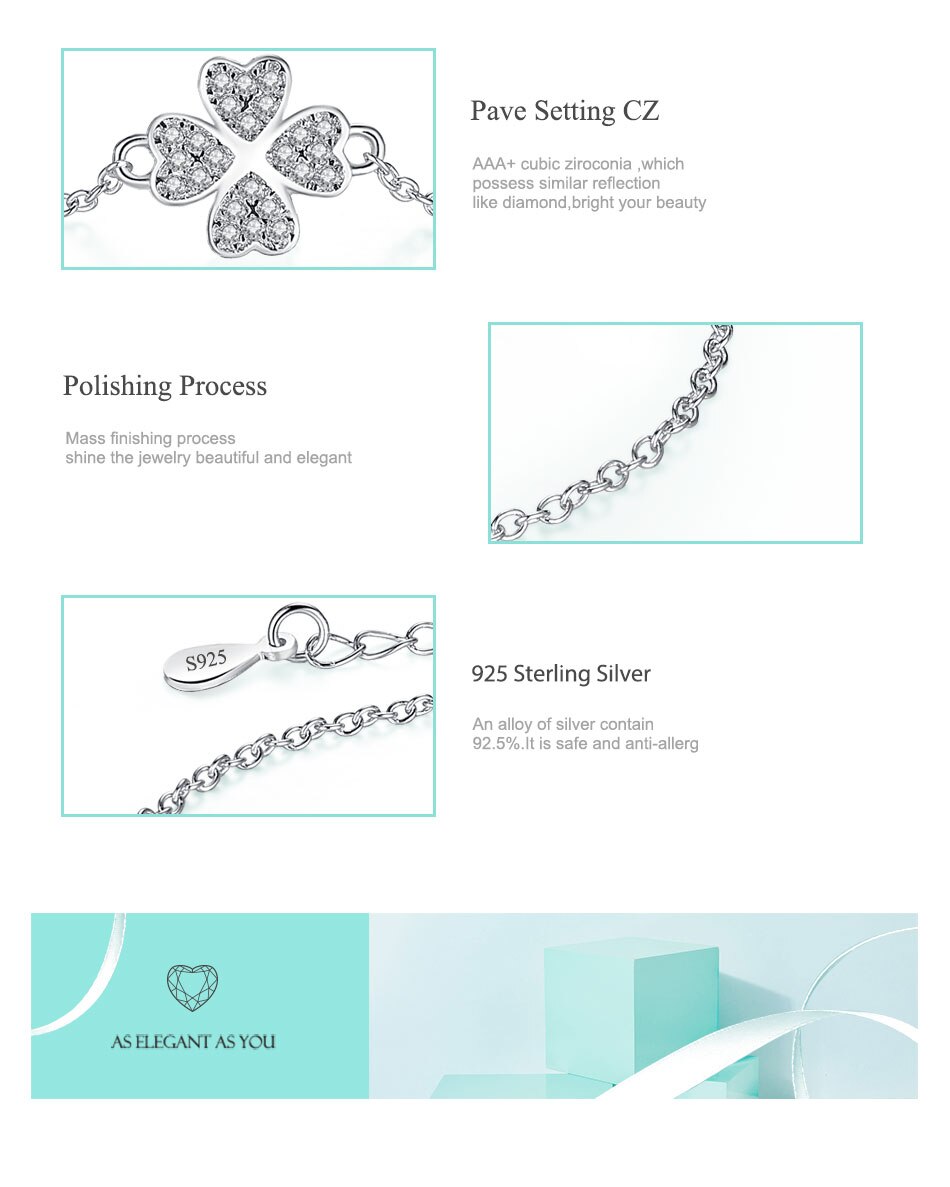 Victoriasvogue Solid 925 Sterling Silver Blue Lucky Eye Love Heart Clover Charm Bracelet Link Chain Bracelet for Women Wedding Jewelry Victoriasvogue Solid 925 Sterling Silver Blue Lucky Eye Love Heart Clover Charm Bracelet Link Chain Bracelet for Women Wedding Jewelry