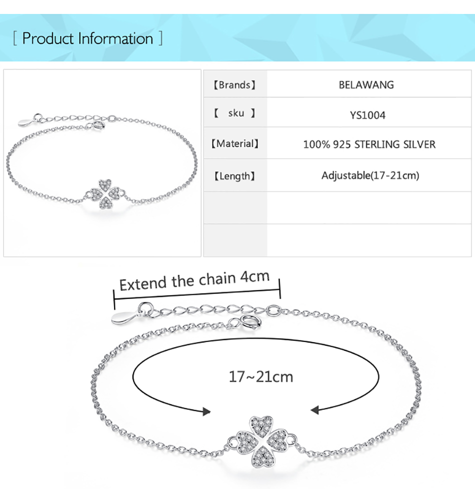 Victoriasvogue Solid 925 Sterling Silver Blue Lucky Eye Love Heart Clover Charm Bracelet Link Chain Bracelet for Women Wedding Jewelry Victoriasvogue Solid 925 Sterling Silver Blue Lucky Eye Love Heart Clover Charm Bracelet Link Chain Bracelet for Women Wedding Jewelry