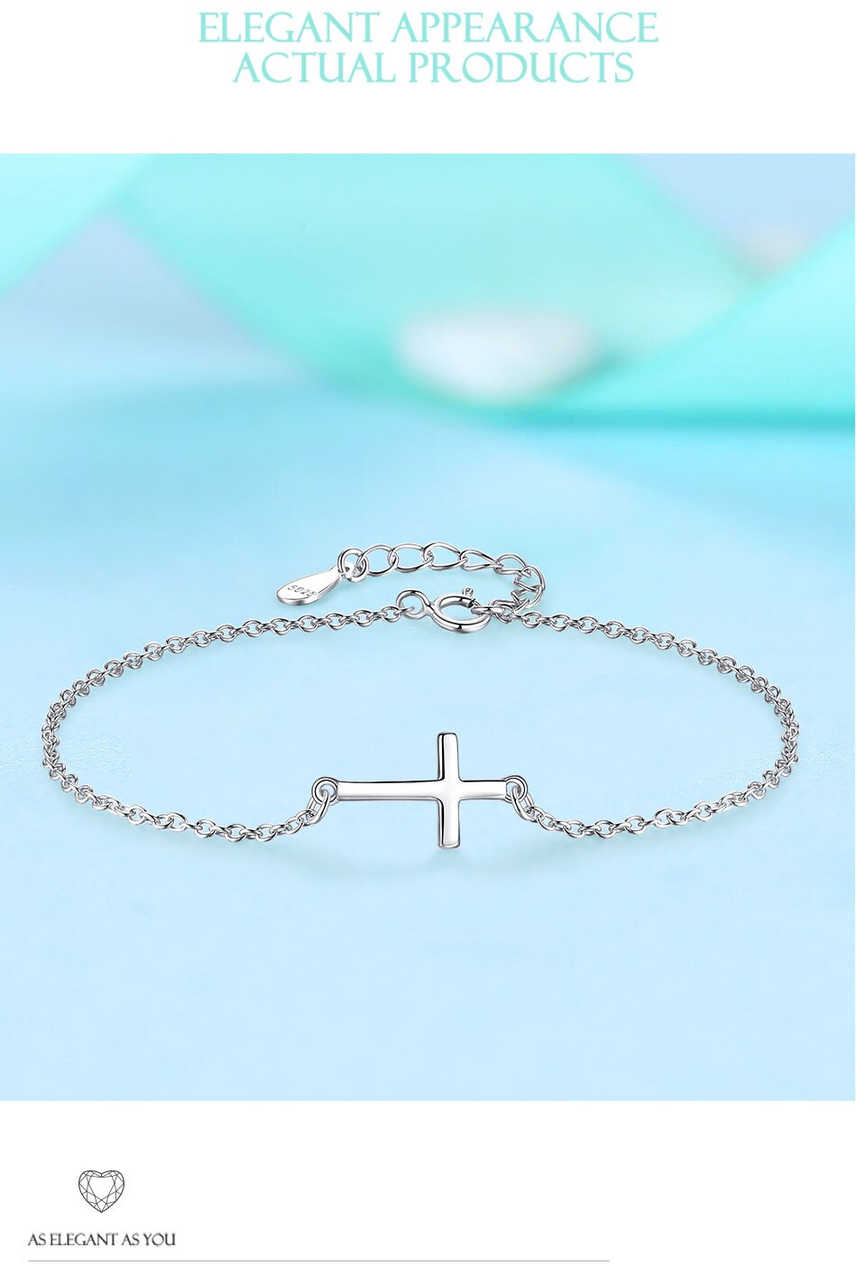 Victoriasvogue Luxury Faith Christian Cross Charm Bracelets Bangles for Women 925 Sterling Silver Bracelet Femme Friendship Jewelry