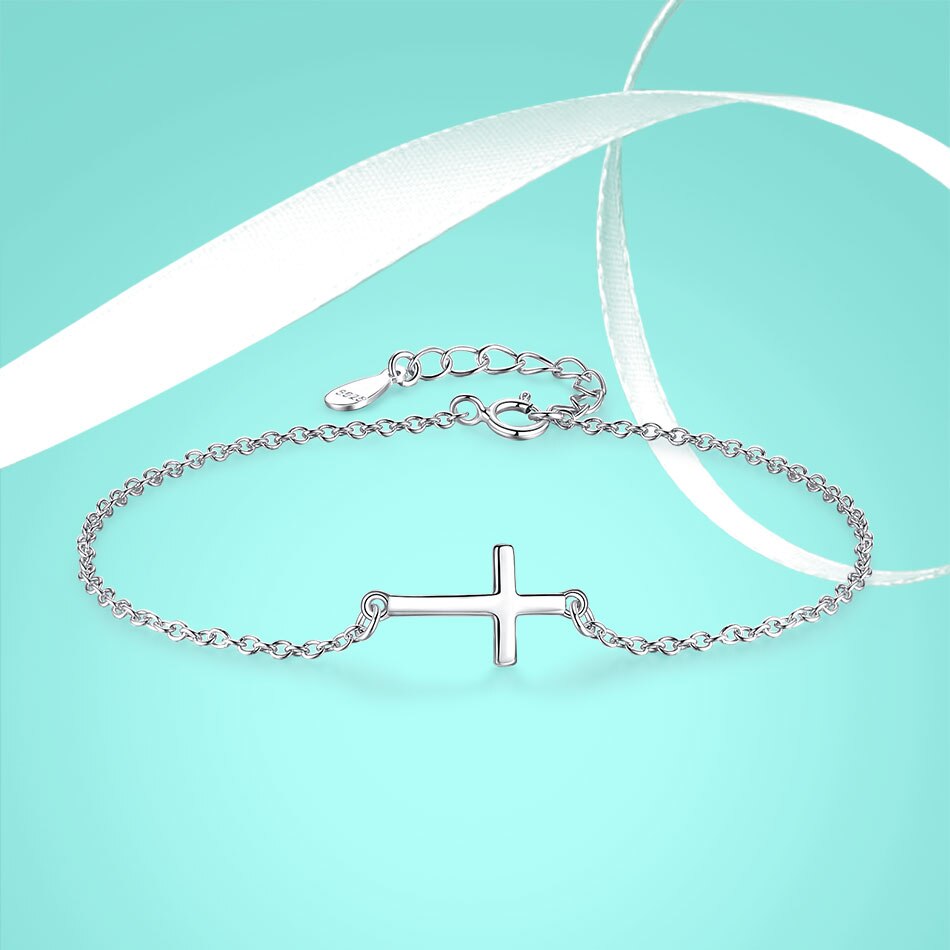 Victoriasvogue Luxury Faith Christian Cross Charm Bracelets Bangles for Women 925 Sterling Silver Bracelet Femme Friendship Jewelry