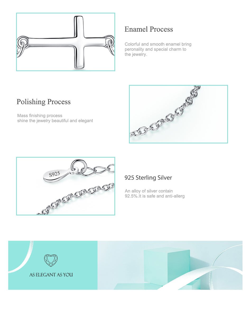 Victoriasvogue Luxury Faith Christian Cross Charm Bracelets Bangles for Women 925 Sterling Silver Bracelet Femme Friendship Jewelry